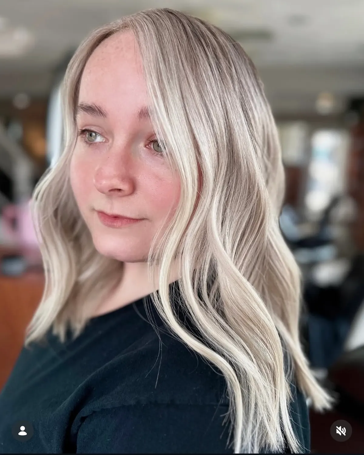 After: bright custom blonde with lived-in dimension
